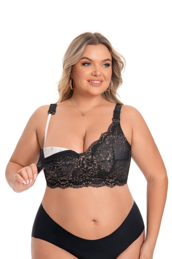 Stella Leah Women's Minimizer Lace Nursing Bra- Black.