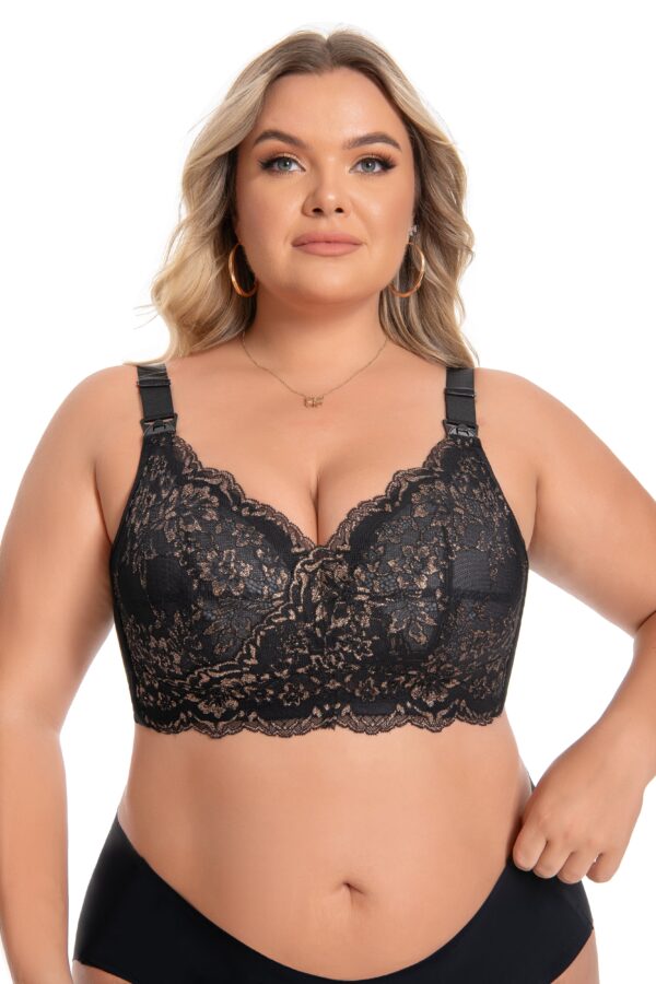 Stella Leah Women's Minimizer Lace Nursing Bra- Black.